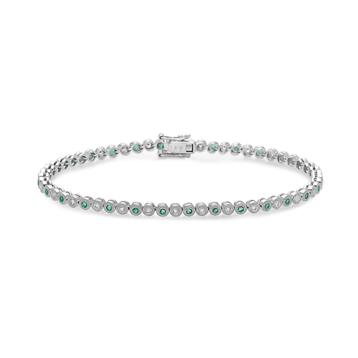 Bezel Set Emerald and Diamond Bracelet