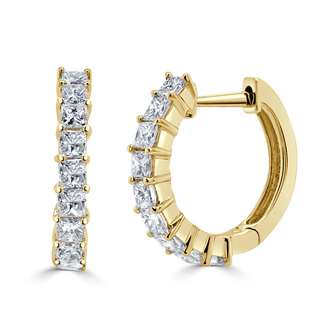 Princess Cut Diamond Huggie Earrings