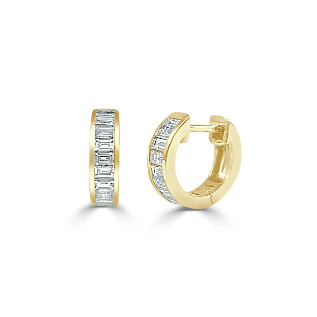 Baguette Diamond Huggie Earrings