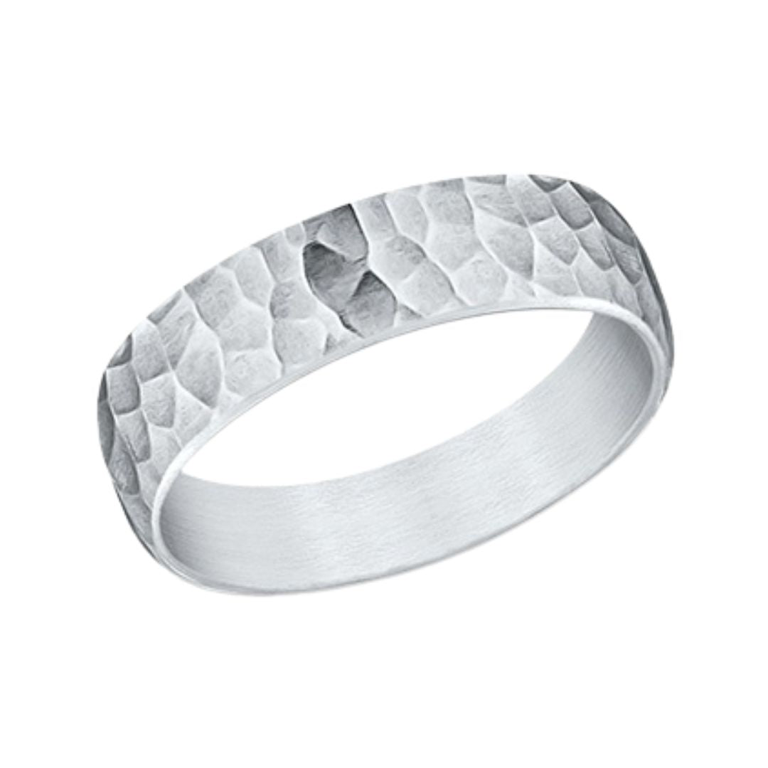 5.5MM Euro Domed Hammered Wedding Band