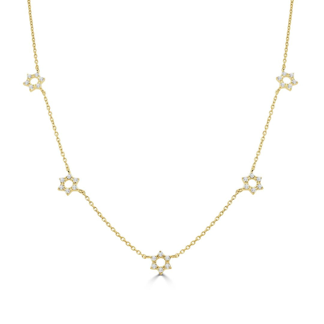 Diamond Star of David Station Necklace