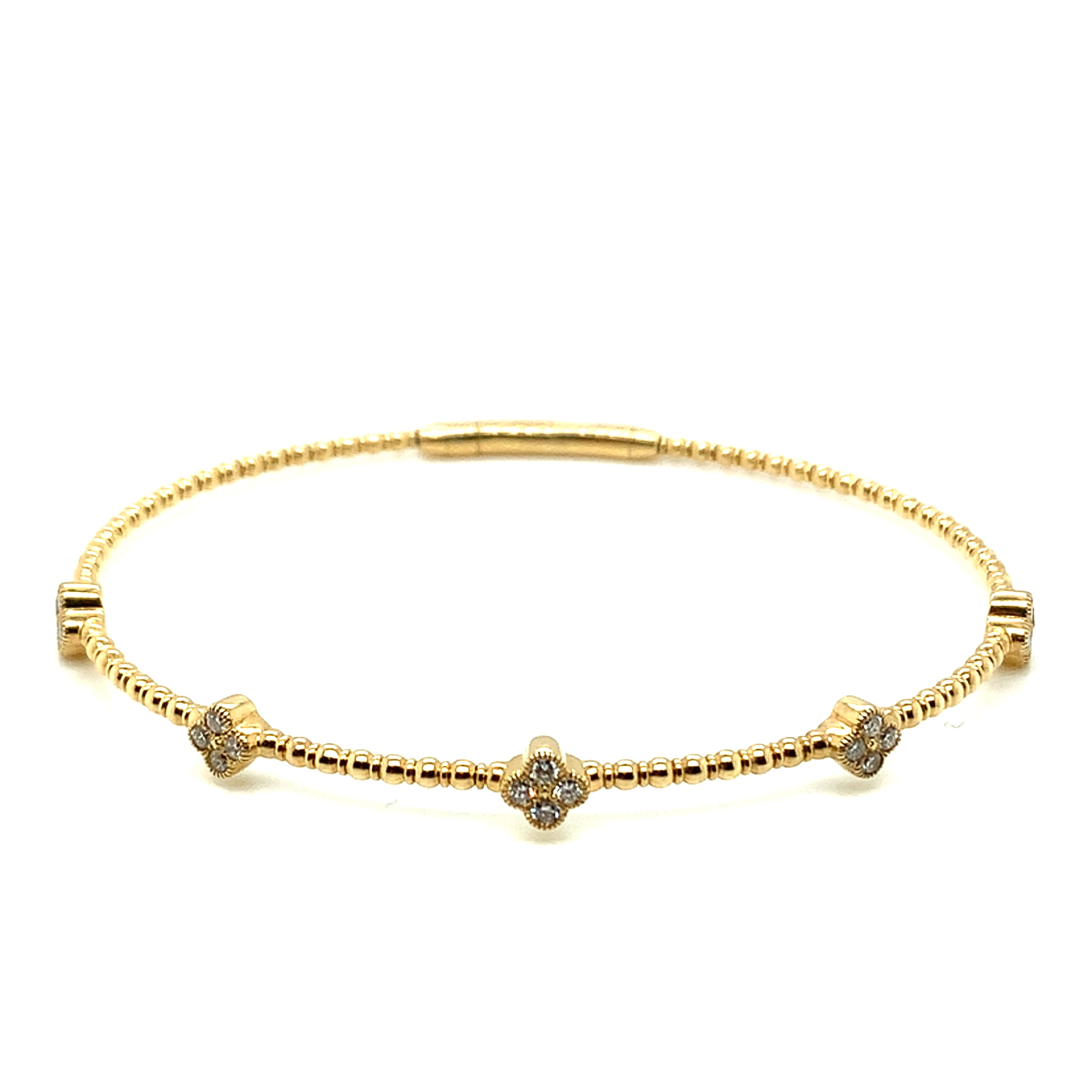 Diamond Beaded Clover Station Bangle