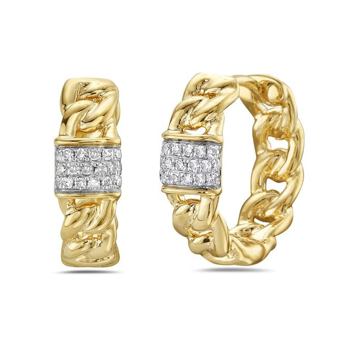 Diamond Chain Link Hoop Earrings