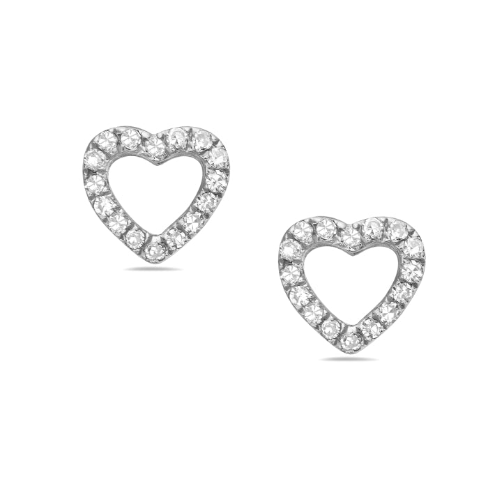 Diamond Heart Stud Earrings
