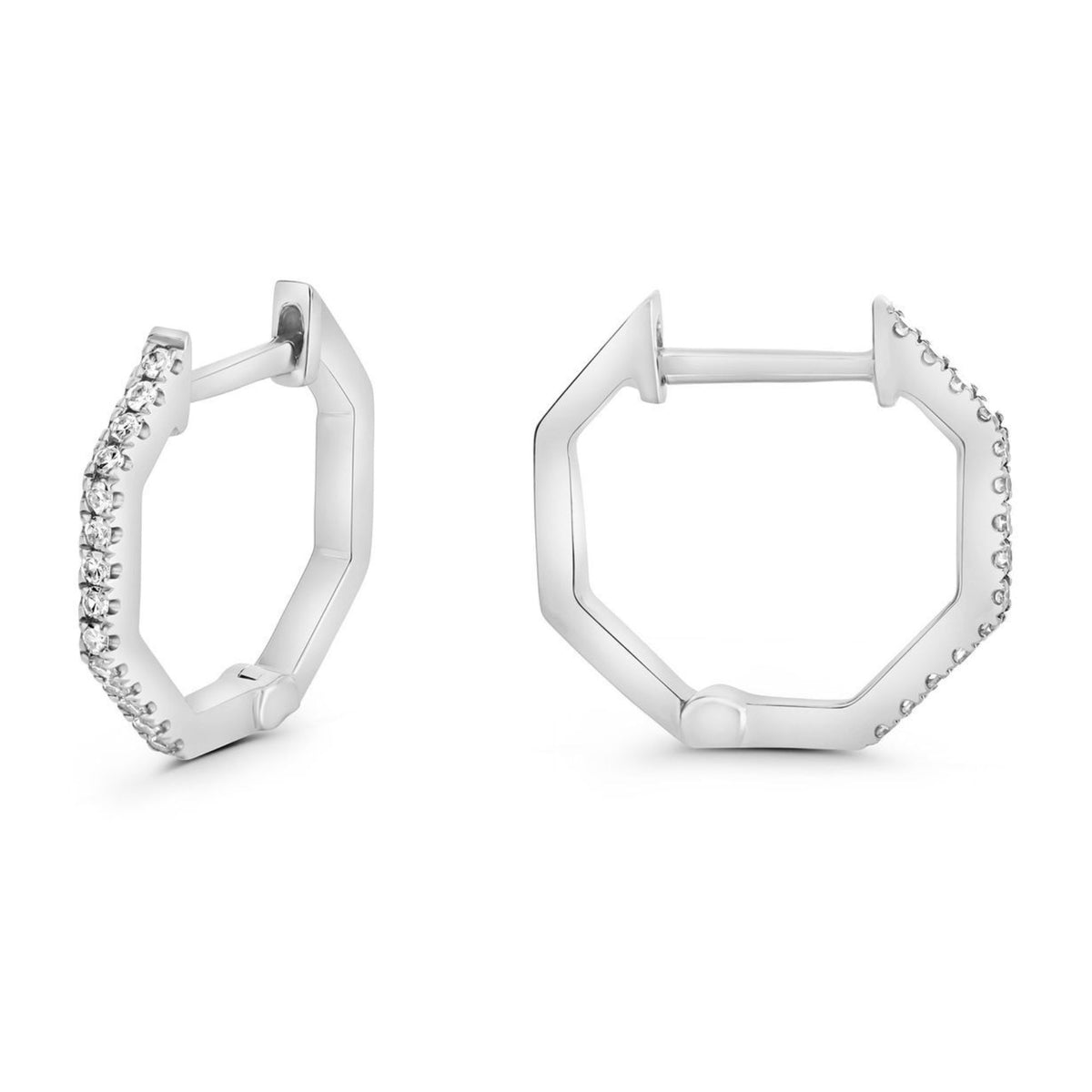 Diamond Hexagon Hoop Earrings