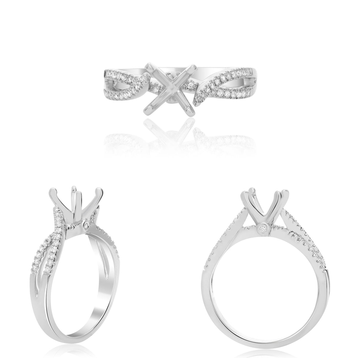 Diamond Infinity Twist Engagement Ring Setting