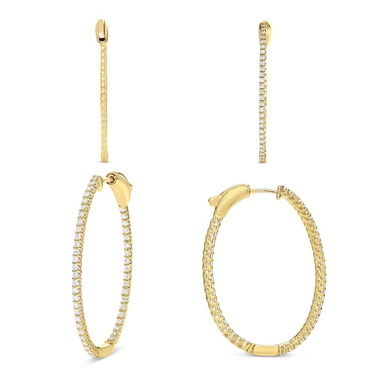 Diamond Oval Hoop Earrings