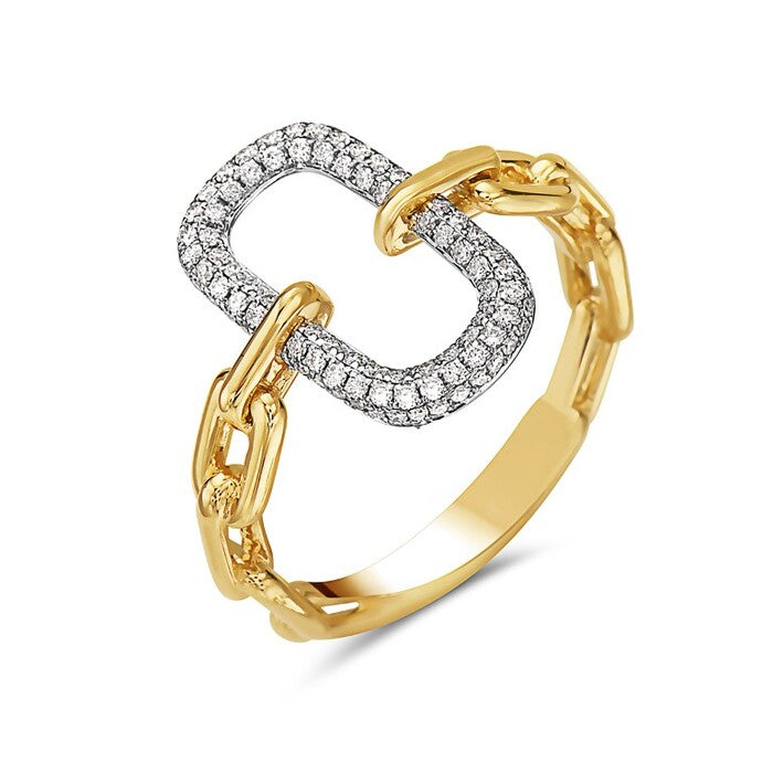 Diamond Pavé Square Link Chain Ring