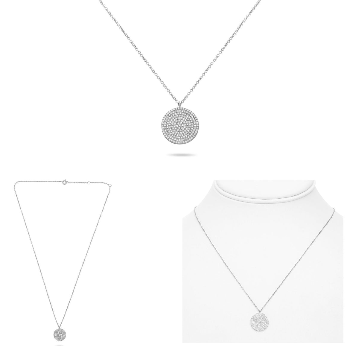 Diamond Pave Circle Pendant Necklace