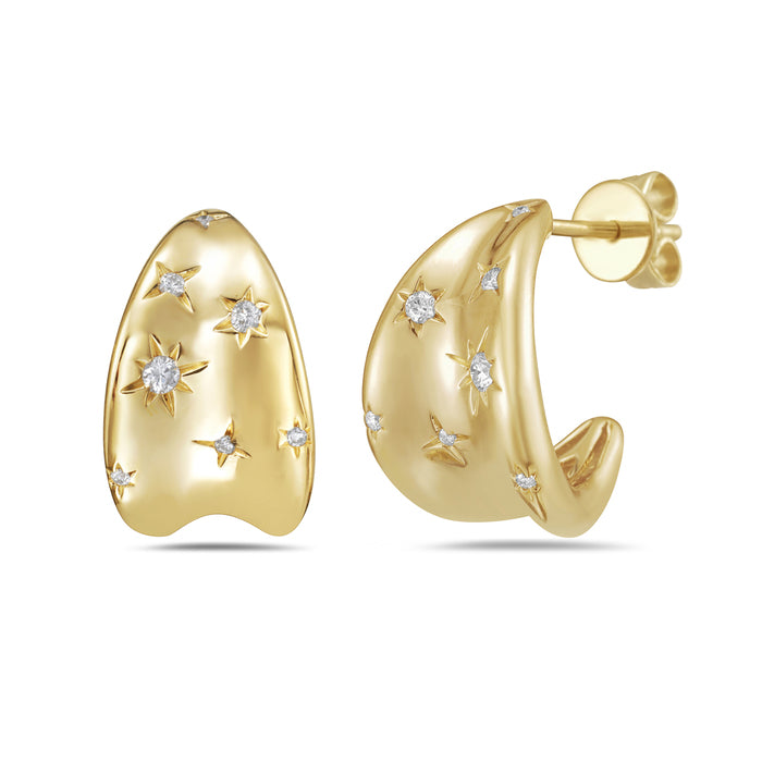 Diamond Starburst Huggie Earrings