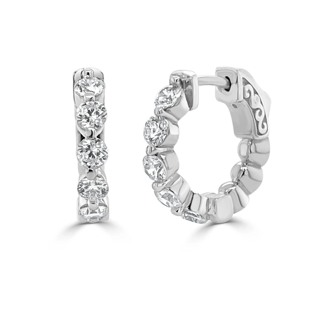 Diamond Huggie Hoop Earrings