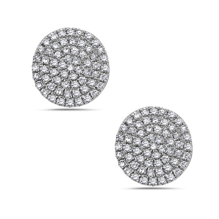 Diamond Pave Disc Stud Earrings