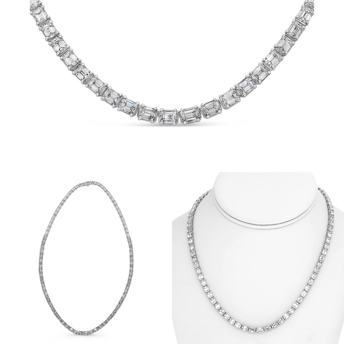 Emerald Cut Diamond Tennis Necklace