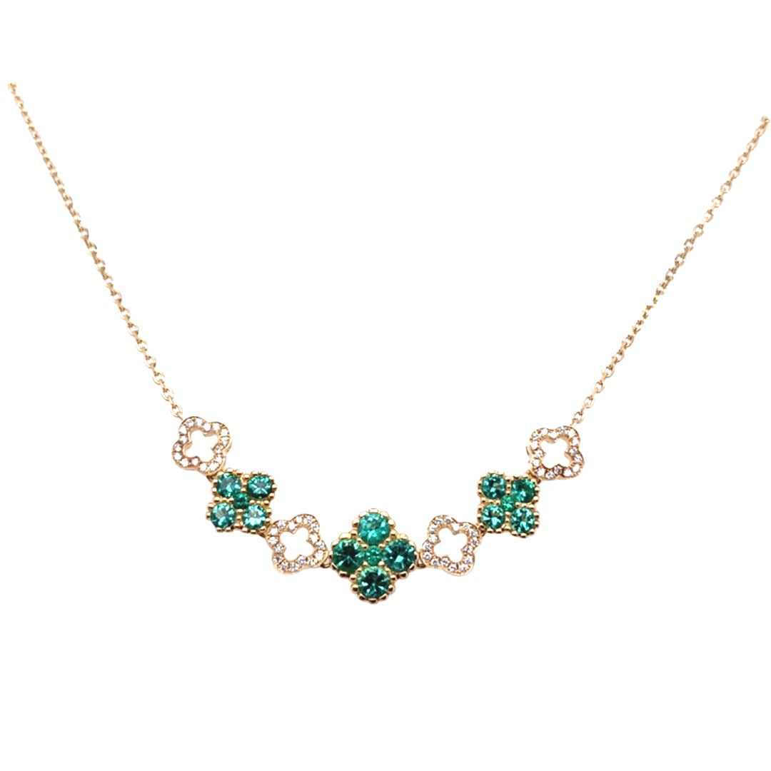 Emerald and Diamond Clover Necklace