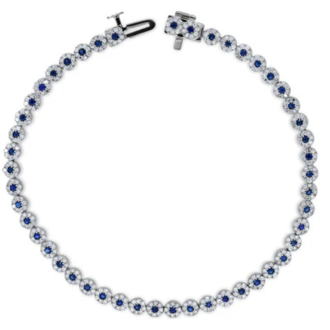 Sapphire and Diamond Halo Tennis Bracelet