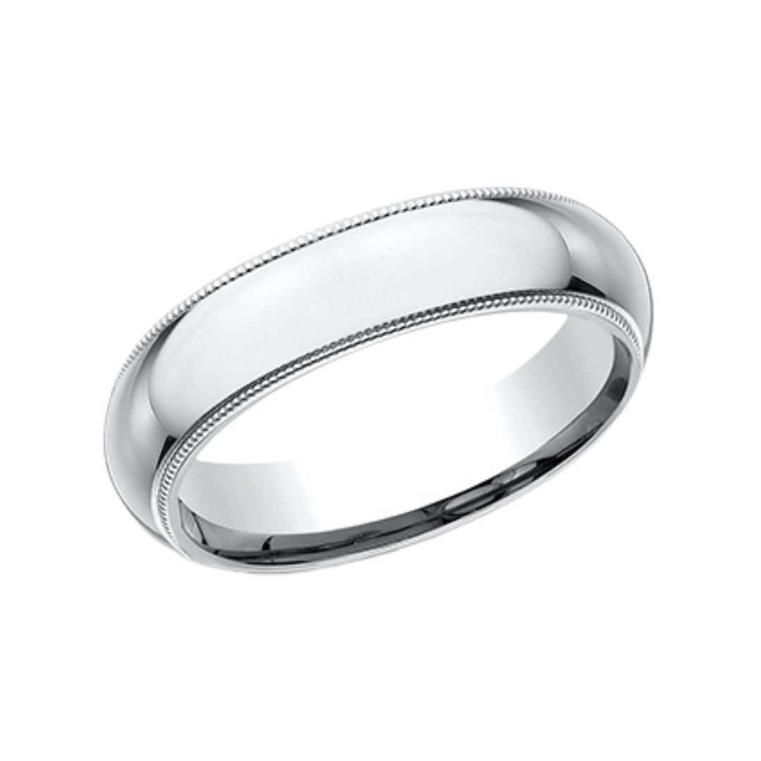 5MM High Dome Milgrain Trim Wedding Band