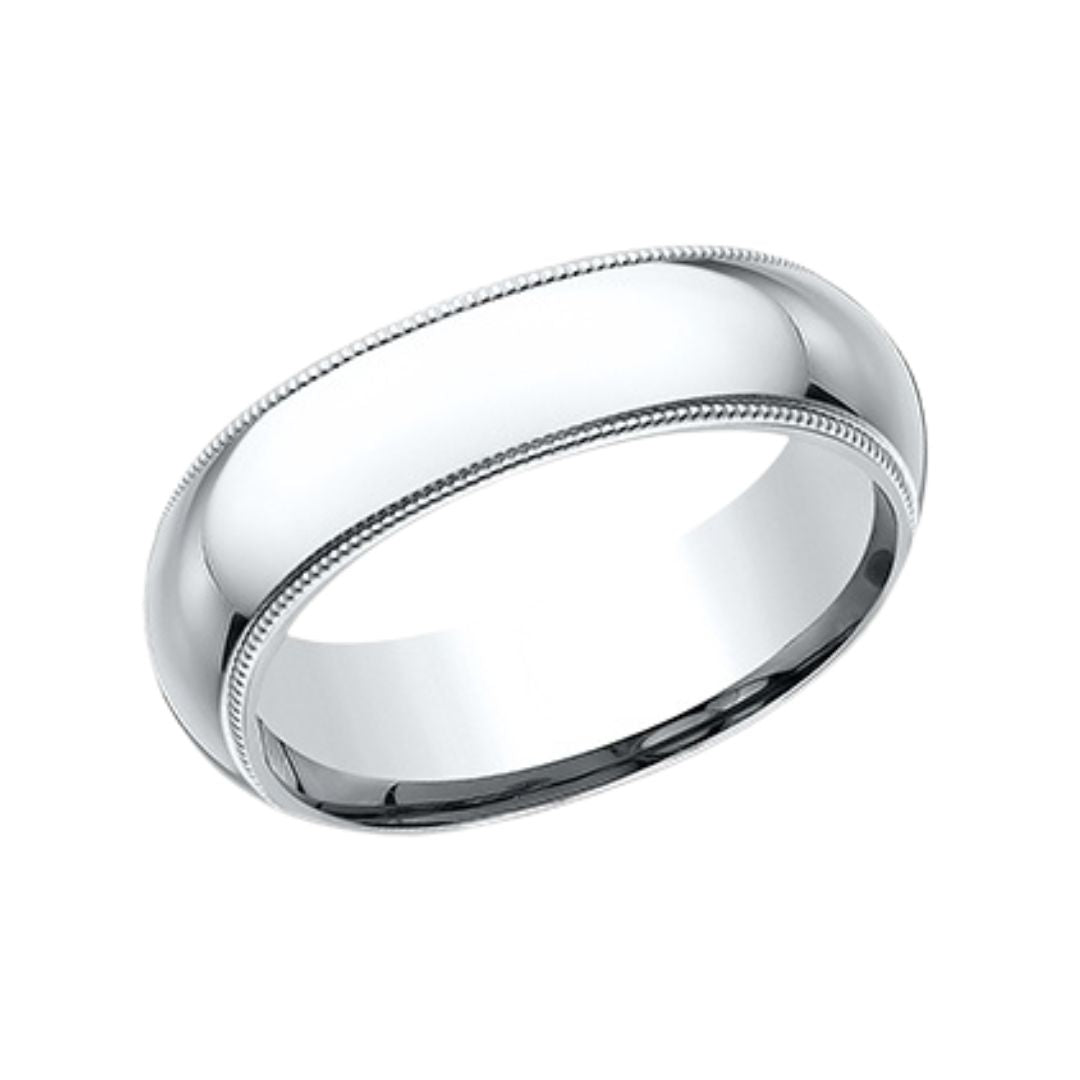 6MM High Dome Milgrain Trim Wedding Band