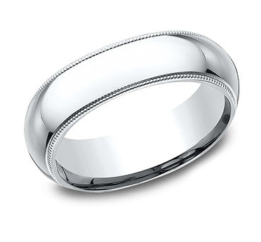 6MM High Dome Milgrain Trim Wedding Band