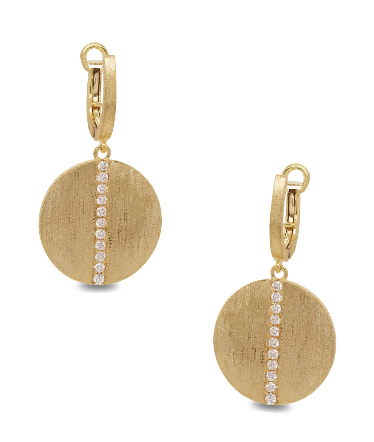 Diamond Brushed Circle Dangle Earrings