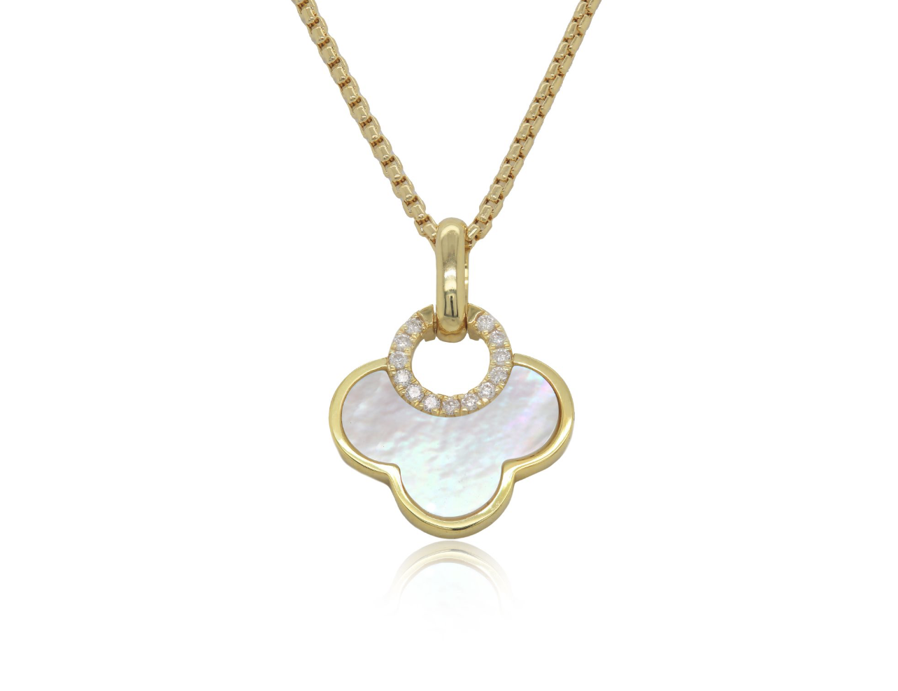 Mother of Pearl Clover Pendant Necklace
