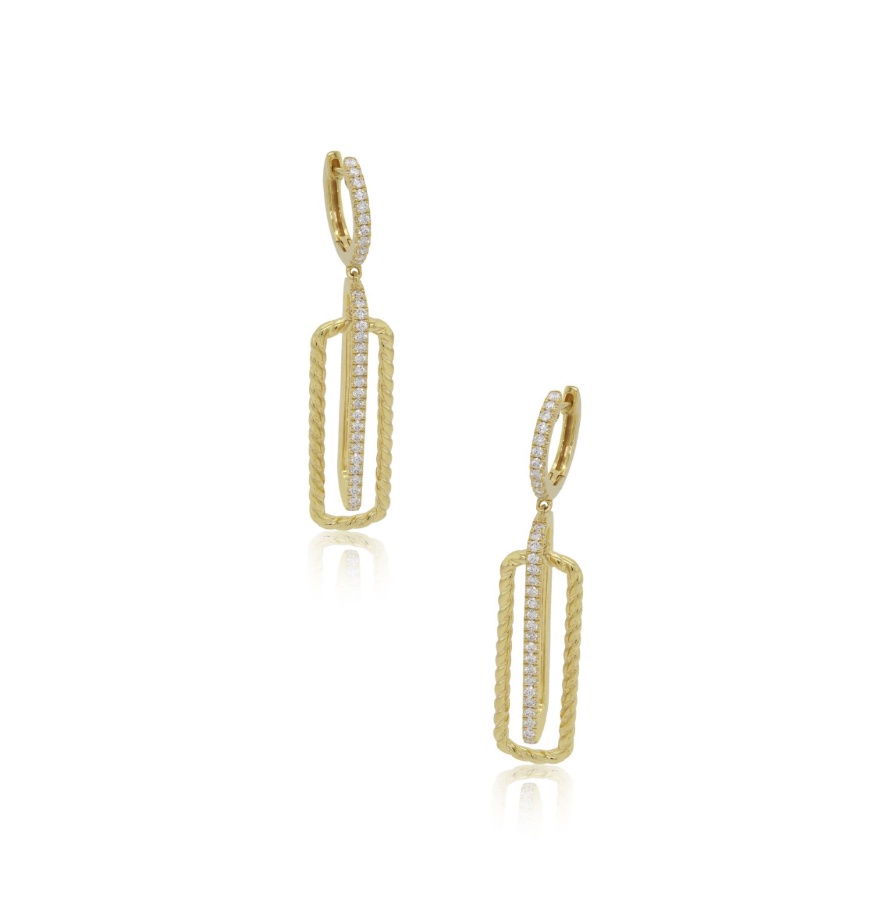 Diamond Interlinking Rectangles Dangle Earrings