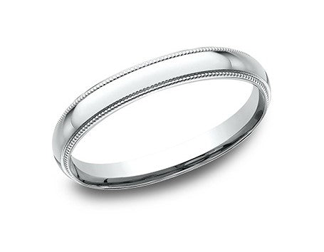 2.5MM Half Dome Milgrain Trim Wedding Band