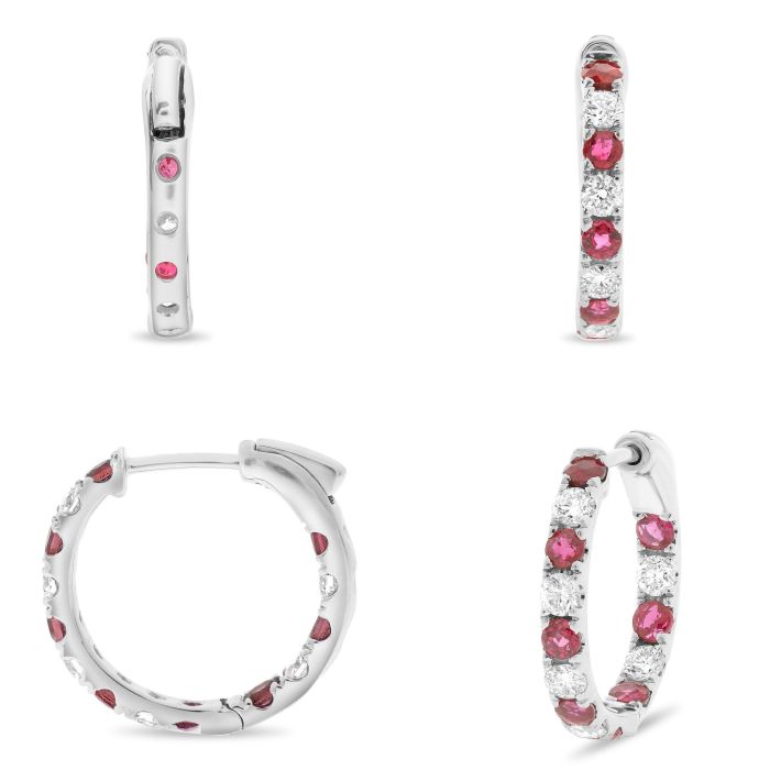 Ruby and Diamond Hoop Earrings