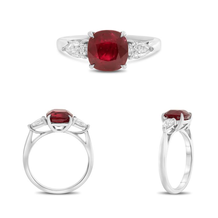 Cushion Cut Ruby and Diamond Ring