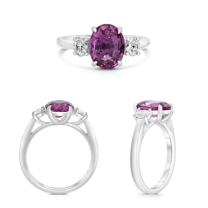 Oval Pink Sapphire and Diamond Ring