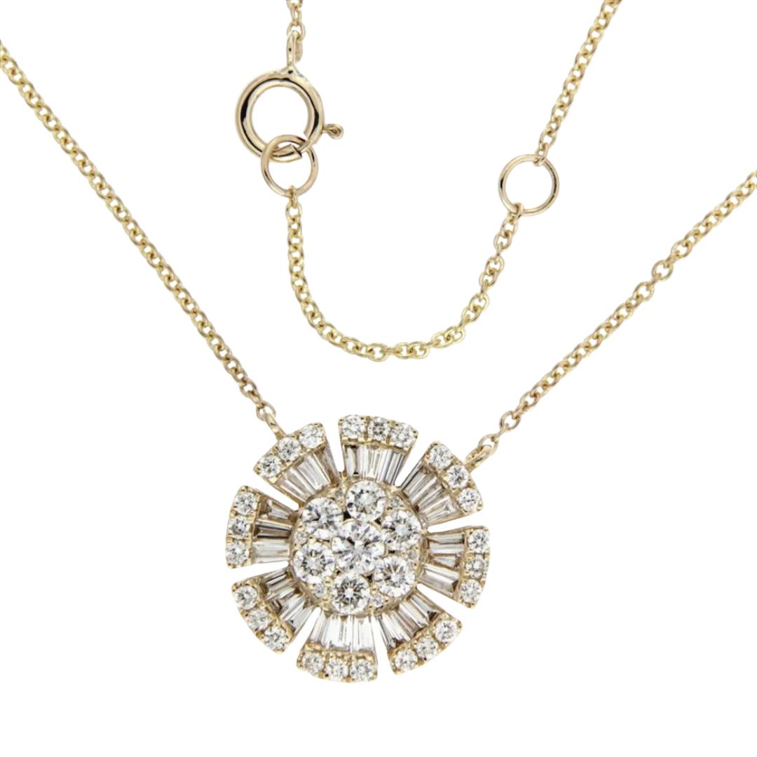 Multi Cut Diamond Mosaic Pendant Necklace