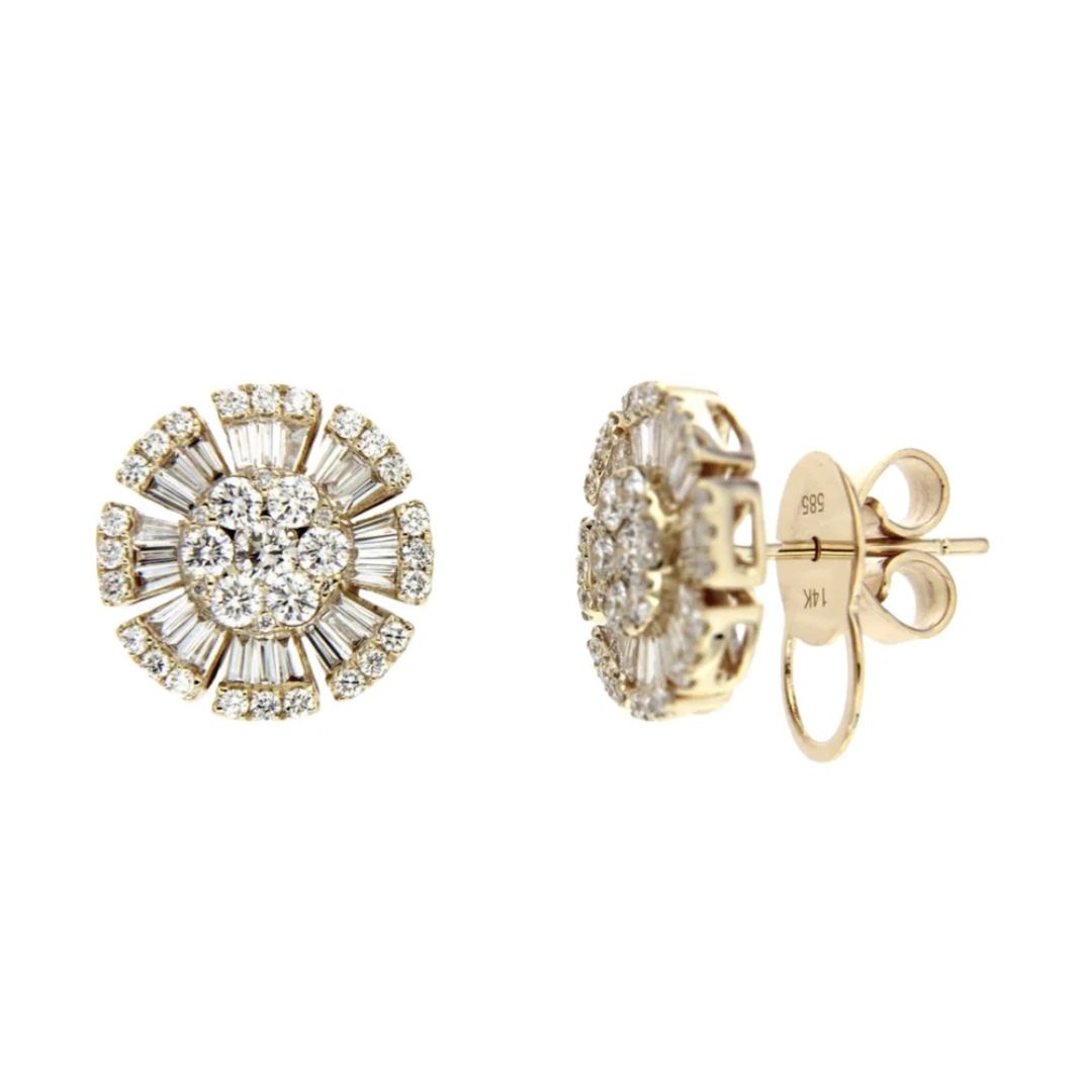 Multi Cut Diamond Mosaic Stud Earrings