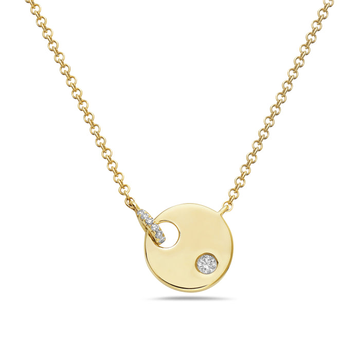 Dainty Diamond Circle Pendant Necklace