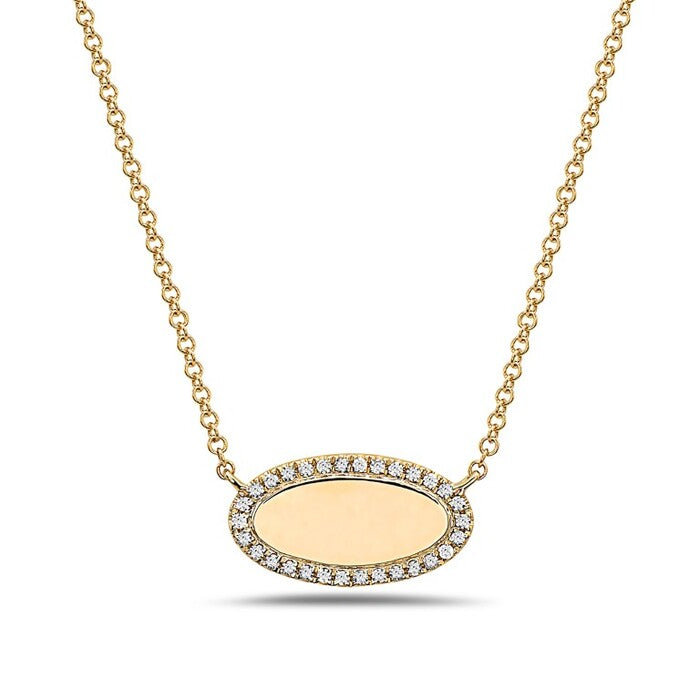 Oval Diamond Halo Pendant Necklace