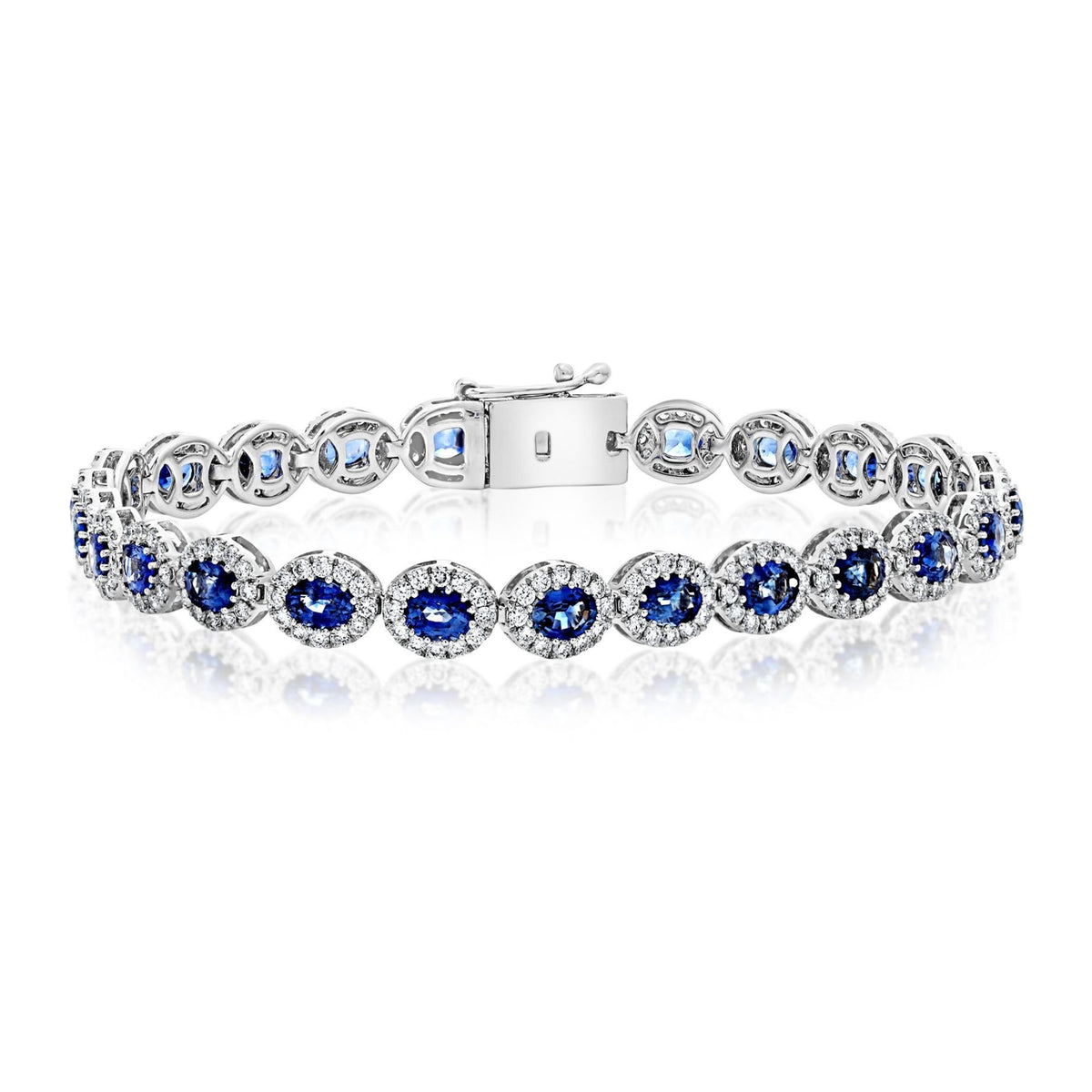 Oval Sapphire and Diamond Halo Bracelet