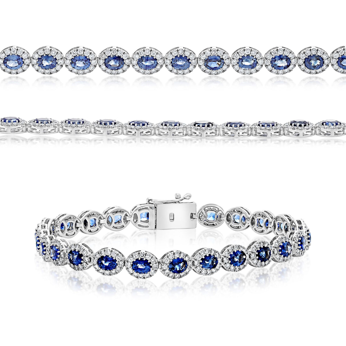 Oval Sapphire and Diamond Halo Bracelet