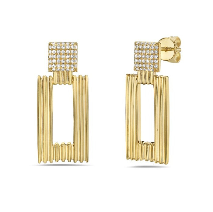 Pavé Diamond Rectangle Drop Earrings