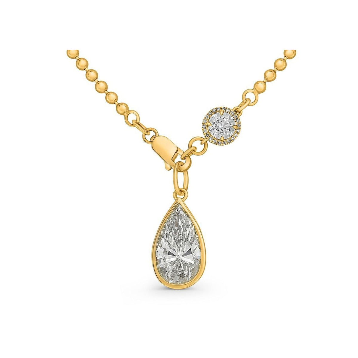 Pear-Shaped Diamond Bezel Pendant Necklace