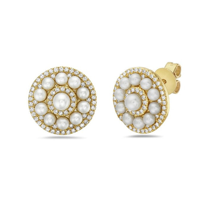 Pearl and Diamond Stud Earrings
