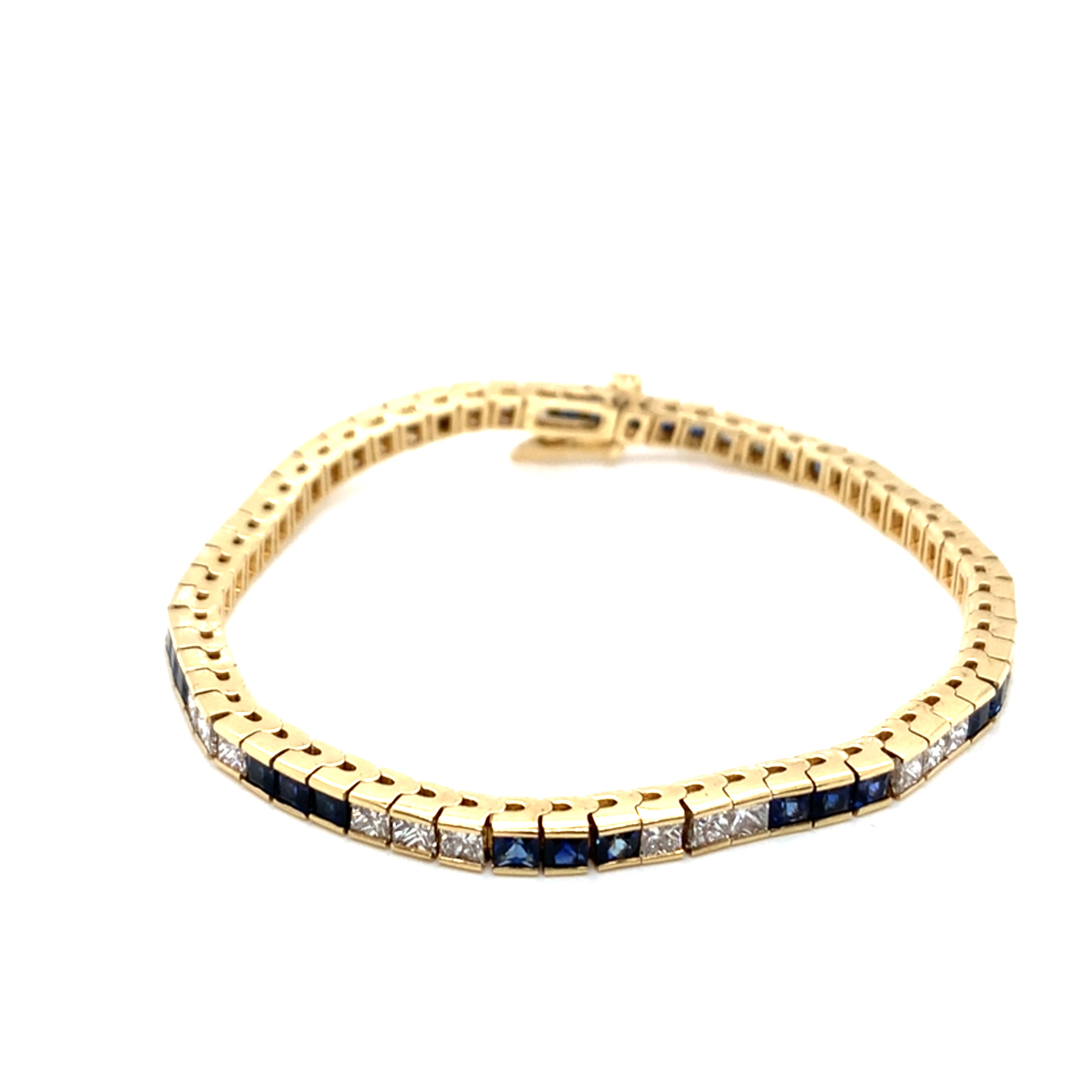 Princess Cut Sapphire and Diamond Bracelet