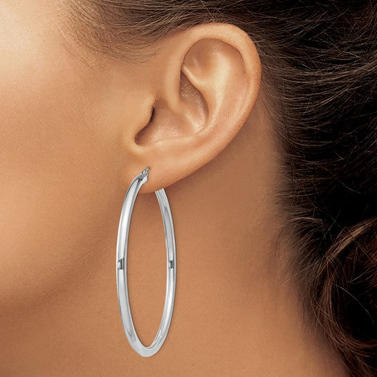 3MM Sterling Silver Round Hoop Earrings