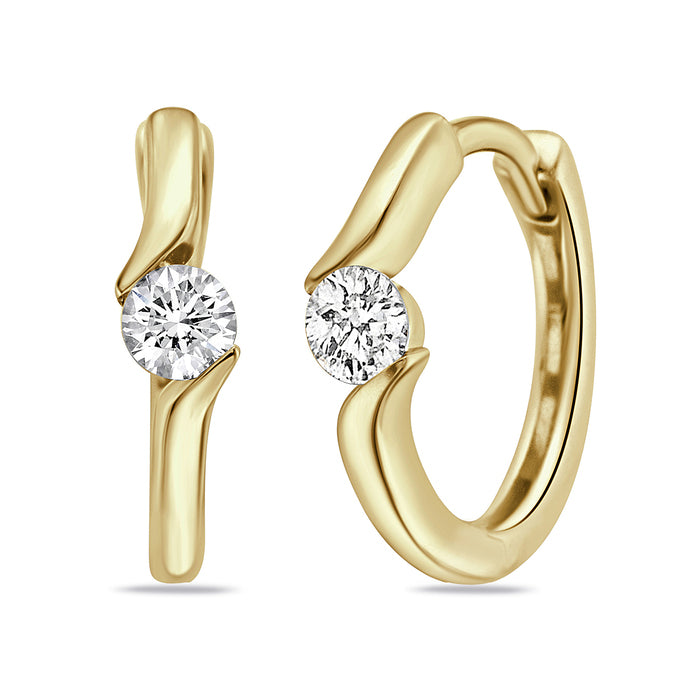 Round Diamond Curved Hoop Earrings