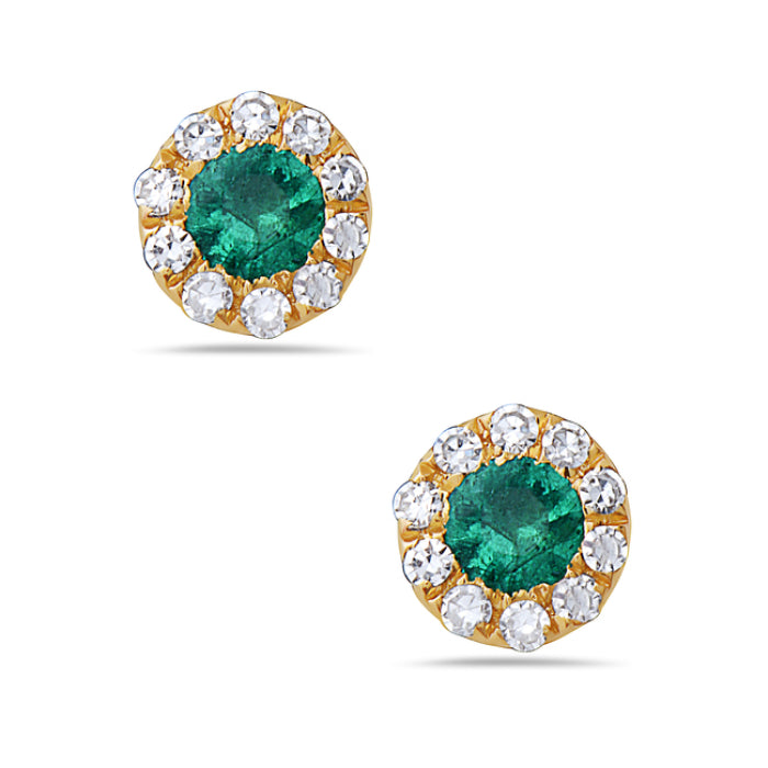 Round Gemstone and Diamond Halo Stud Earrings