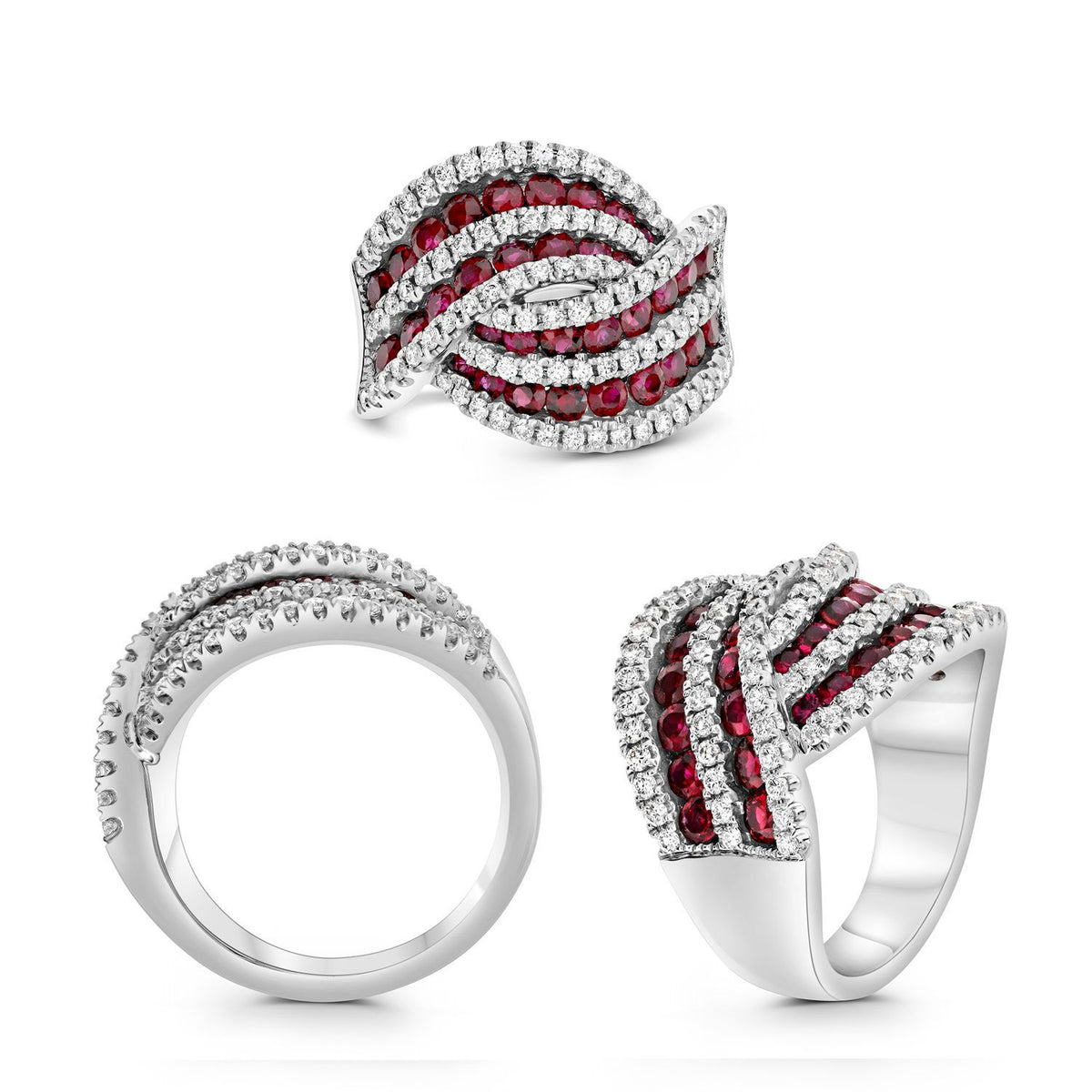 Ruby and Diamond Crossover Ring