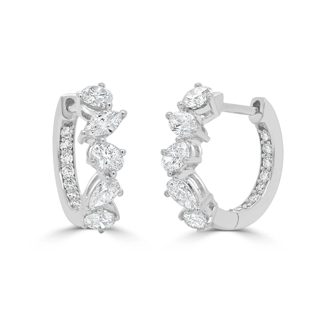 Fancy Cut Diamond Huggie Hoop Earrings