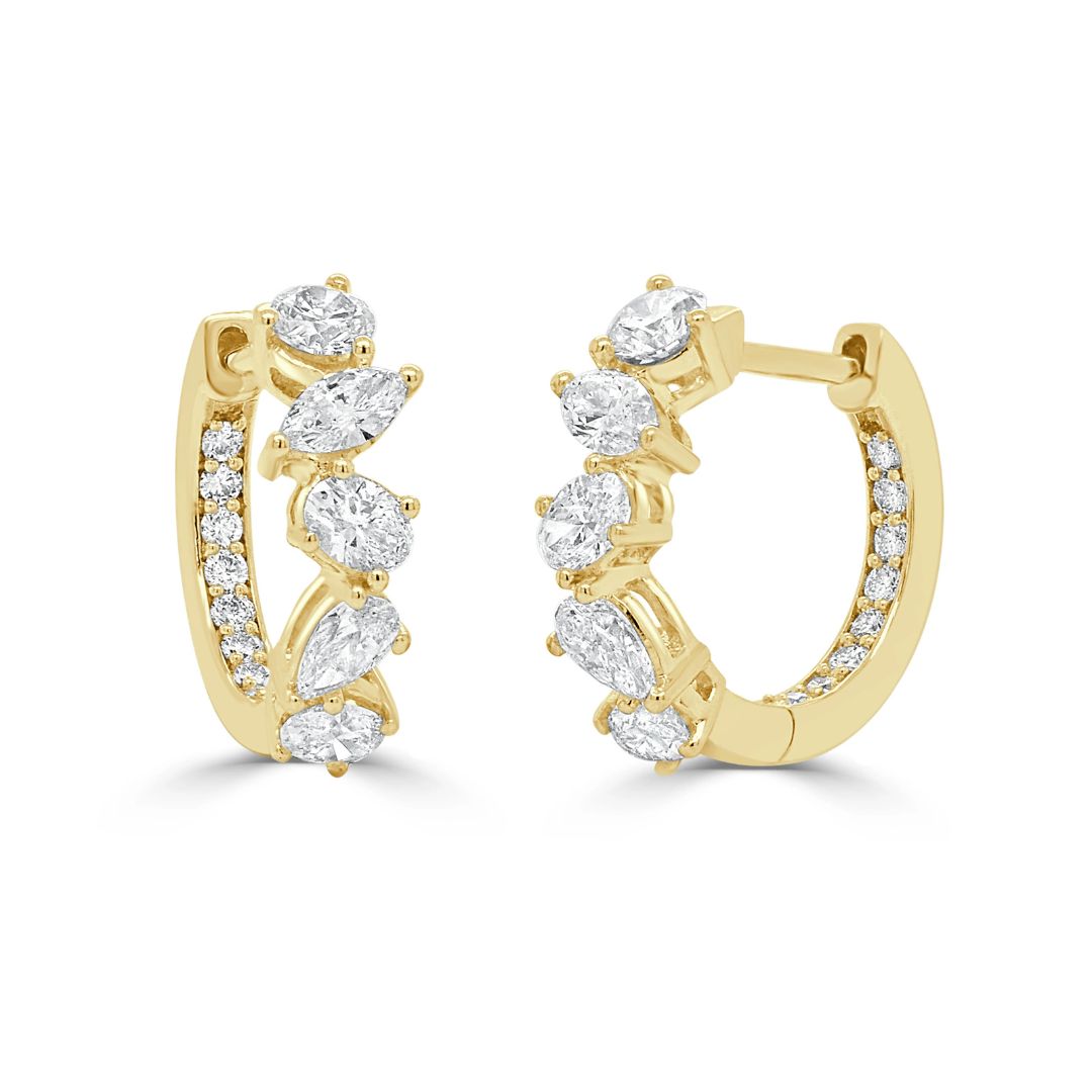 Fancy Cut Diamond Huggie Hoop Earrings