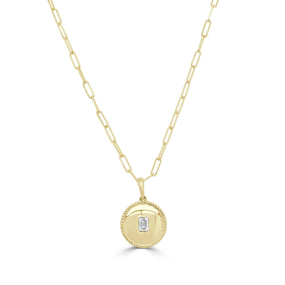 Emerald Cut Diamond Medallion Necklace