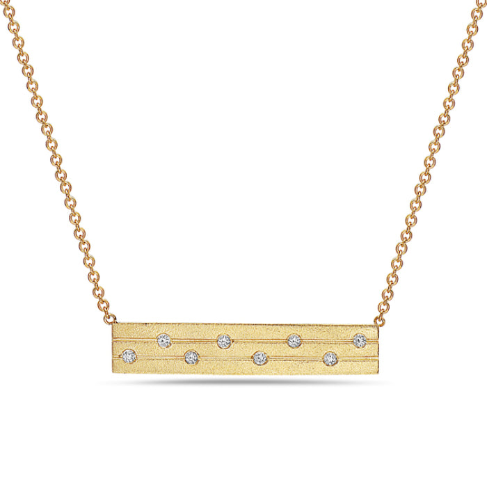 Sandblasted Diamond Bar Necklace