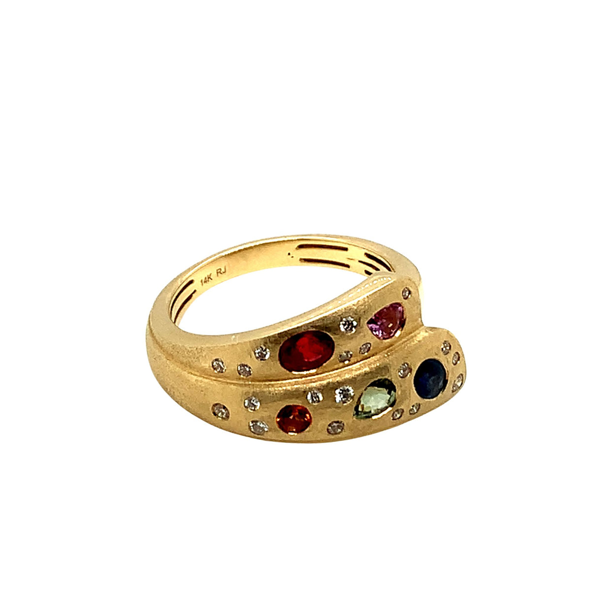 Sandblasted Multicolored Sapphire Ring