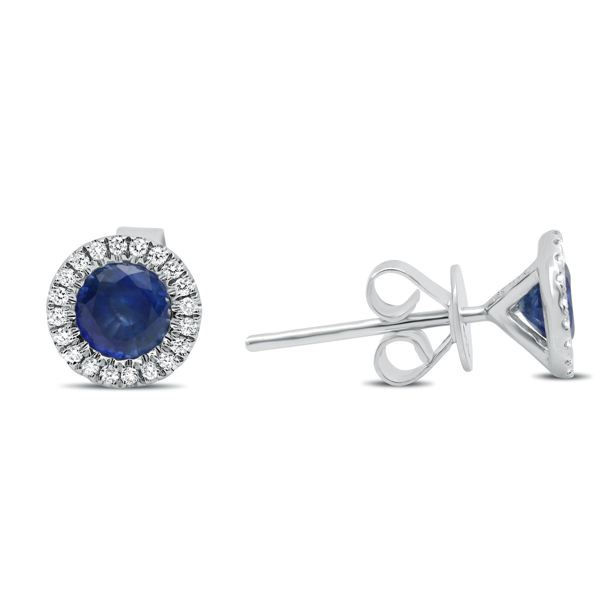 Sapphire Diamond Halo Stud Earrings