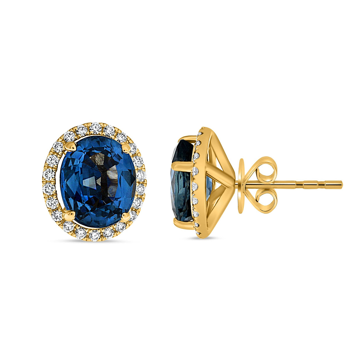 Sapphire Diamond Halo Stud Earrings